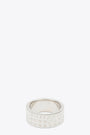 Silver-tone metal wide band ring with numerical logo 