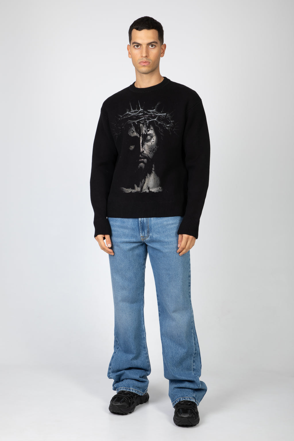 alt-image__Black-cotton-knit-sweater-with-front-Jesus---Knit-Roundneck-Jesus