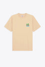 Beige cotton t-shirt with multicolor logo print at chest - Multi Logo T-shirt 