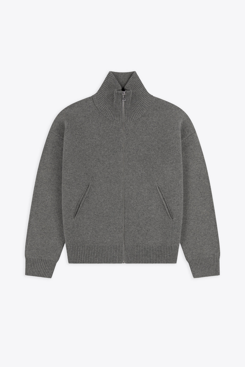 alt-image__Light-grey-wool-blend-cardigan-with-metal-zip-fastening---Core-Zip-Up-Sweater-