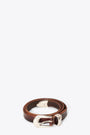 Brown leather belt with metal buckle - 2 cm belt 