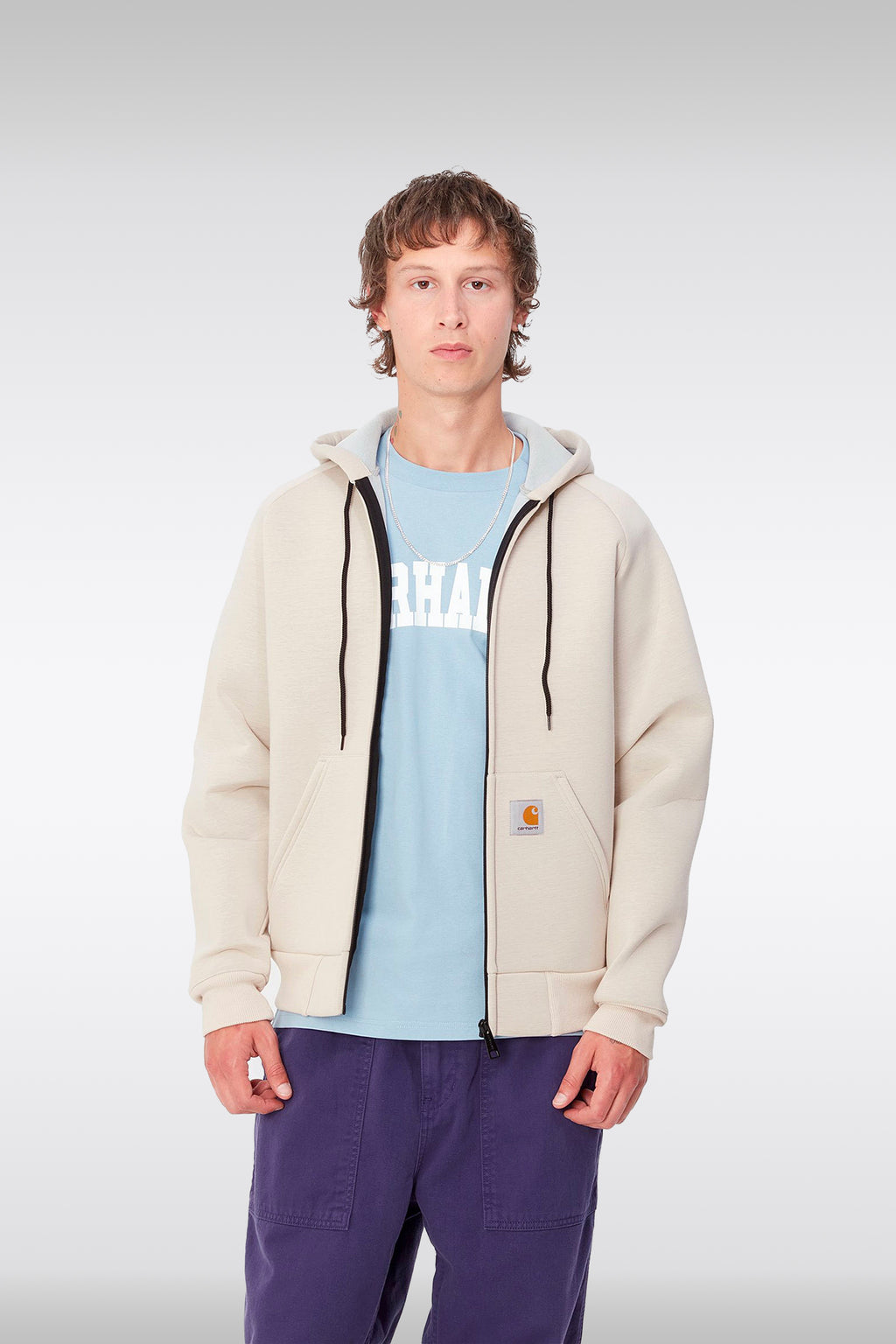 alt-image__Felpa-in-neoprene-beige-chiaro-con-cappuccio---Car-Lux-Hooded-Jacket