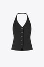 Black halterneck vest top with front buttons - Saneem Top  