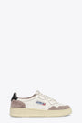 White leather low sneaker with grey suede detail and back tab - Medalist 
