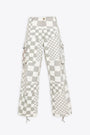 White/grey checked cotton cargo pants - Unisex Printed Cargo Pants Woven 