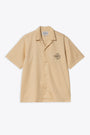Camicia beige in cotone con manica corta e ricamo - S/S Ablaze Shirt 