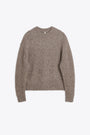 Pullover girocollo in lana a coste tortora - Yak Sweater 