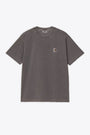 Charcoal grey cotton garment dyed t-shirt with chest logo - S/S Nelson T-Shirt 