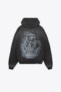 Felpa nera in cotone lavato con cappuccio e grafiche - Atlas Hoodie 