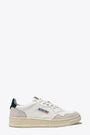 White leather low sneaker with suede detail and dark blue tab - Medalist Low 
