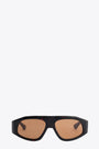 Brown tortoiseshell cellulose acetate aviator sunglasses with amber lense - Irfan 