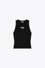 Canotta nera in maglia a coste con logo Oval D in metallo - M Caddix Top 