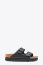 Sandalo nero in pelle sintetica con suola paltform - Arizona PAP Flex Platform 