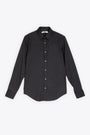 Black cotton slim fit shirt with long sleeves 