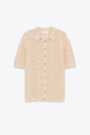 Camicia in maglia traforata beige 