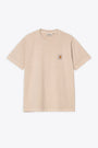 Beige cotton garment dyed t-shirt with chest logo - S/S Nelson T-Shirt 