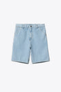 SINGLE KNEE SHORT 100% COTTON-Denim chiaro 