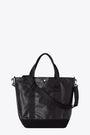 Black synthetic leather tote bag with shoulder strap - Norwich Tote 