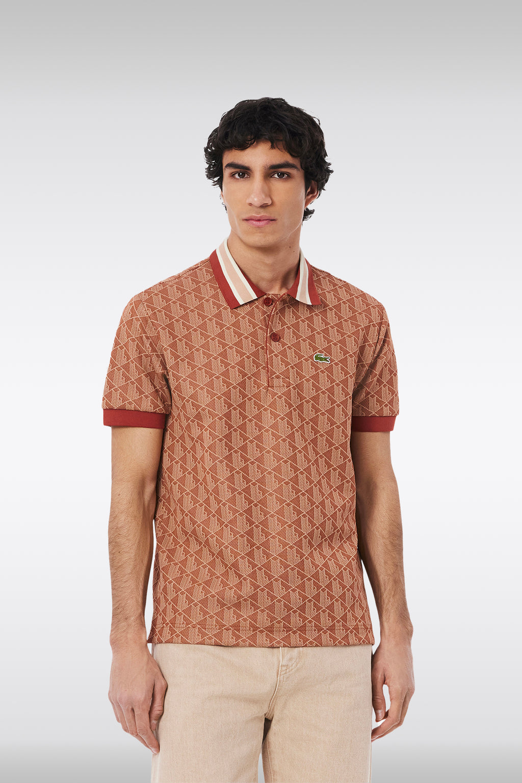 alt-image__Polo-con-motivo-jacquard-monogram-mattone-con-maniche-corte