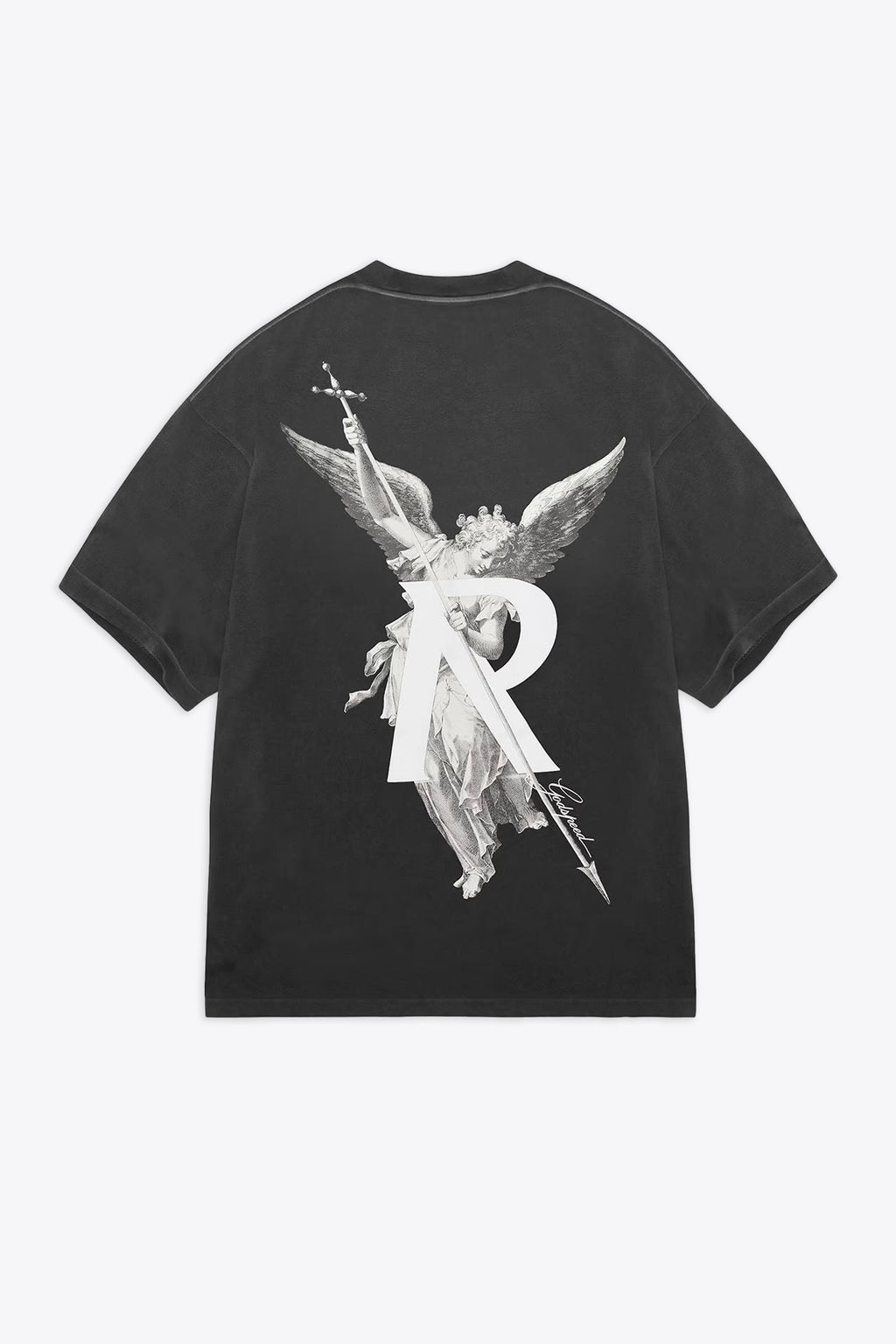 alt-image__T-shirt-in-cotone-nero-lavato-con-stampa-e-logo-al-petto-e-sul-retro---Archangel-T-Shirt