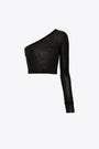 Black veiled cotton one shoulder top with long sleeve - Ziggy Top 