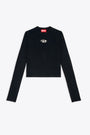 Black rib-knitted top with Oval D logo - M Valari 