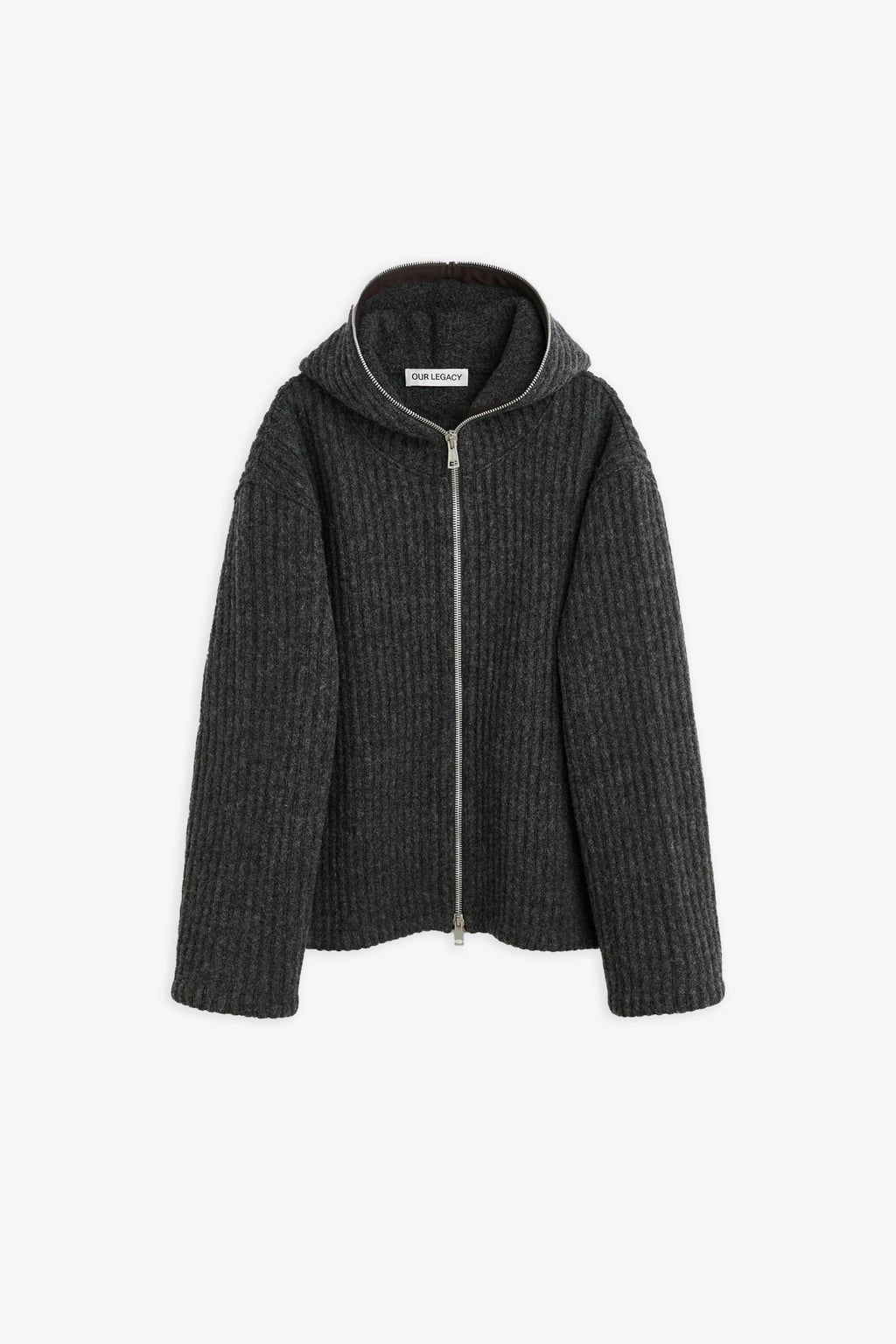 alt-image__Cardigan-grigio-in-lana-a-coste-con-cappuccio-e-zip---Full-Zip-Hood