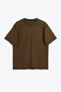 T-shirt in cotone marrone lavato con cuciture a contrasto - Contrast Tee 