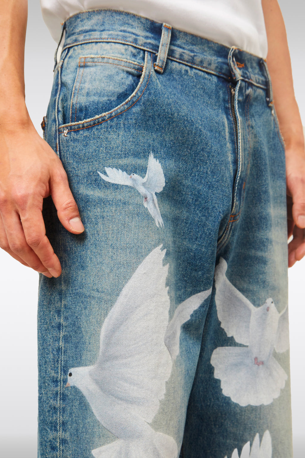 alt-image__Jeans-5-tasche-blu-sabbiato-con-stampa-digitale---Freedom-Doves-Jeans