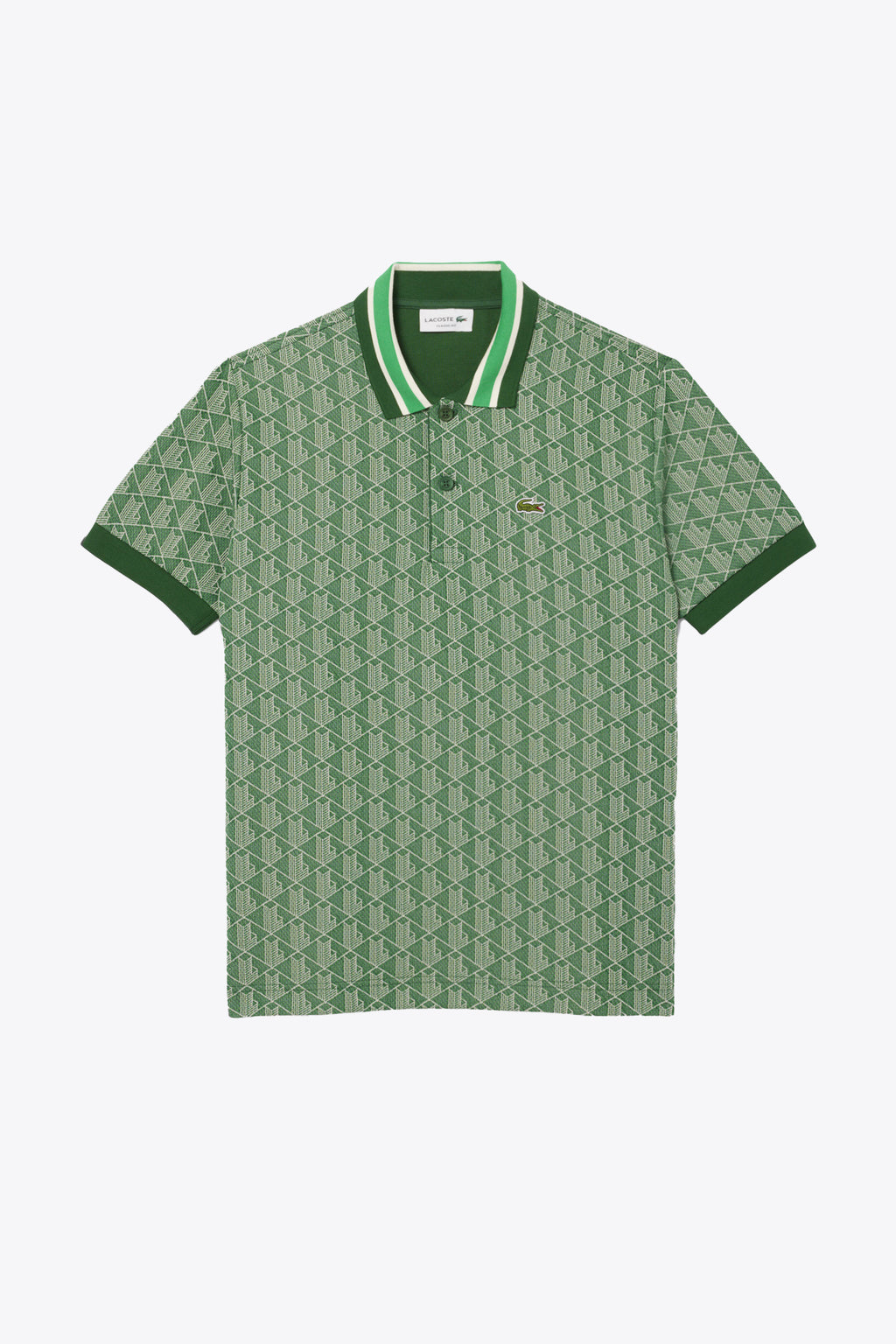 alt-image__Polo-con-motivo-jacquard-monogram-verde-e-bianco-con-maniche-corte