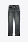 Jeans 5 tasche in denim grigio sabbiato con rotture - R2 Rep Denim 