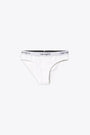 Mutandina bianca in cotone con elastico e logo - W' Script Brief 