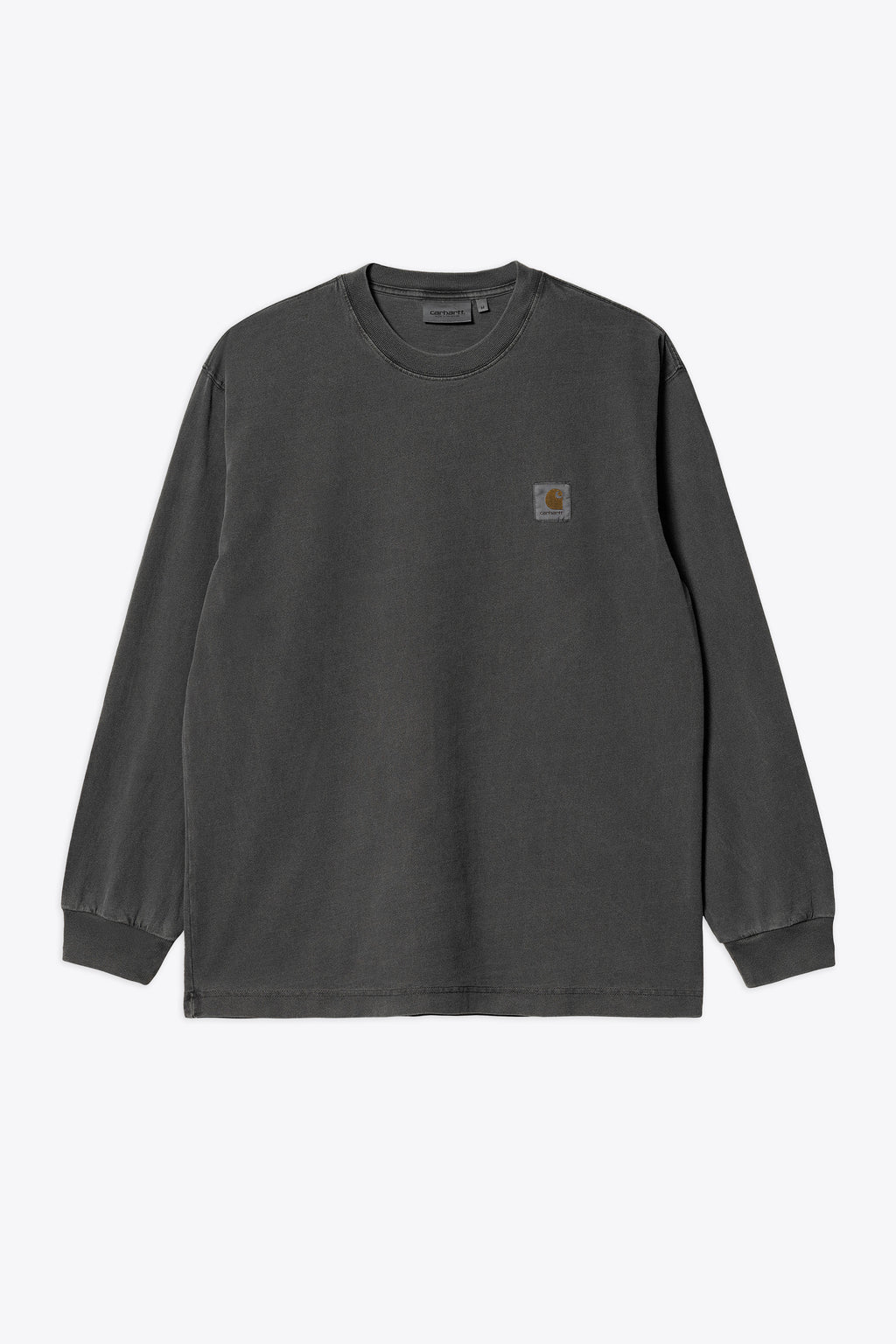 alt-image__T-shirt-manica-lunga-in-cotone-grigio-scuro-con-logo-al-petto---L/S-Vista-T-Shirt