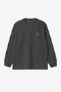 Grey cotton garment dyed t-shirt with long sleeves - L/S Vista T-Shirt 