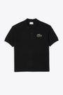 Black piquè polo shirt with big logo patch 