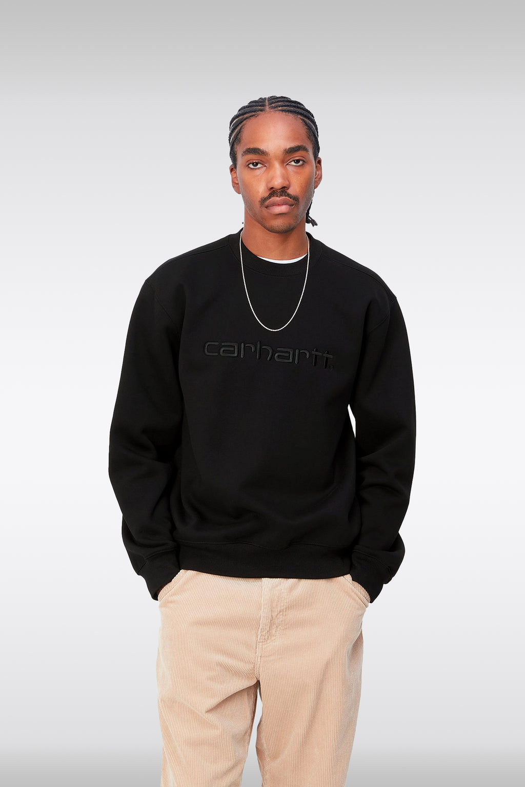 alt-image__Black-cotton-blend-sweatshirt-with-front-logo-embroidery---Carhartt-Sweatshirt