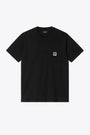 Black cotton t-shirt with chest pocket and heart shaped logo - S/S Pocket Heart T-Shirt 