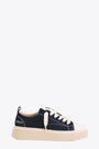 Dark blue denim low sneaker with contrast stitching 