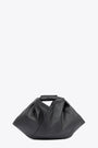 Black draped leather Japanese bag 