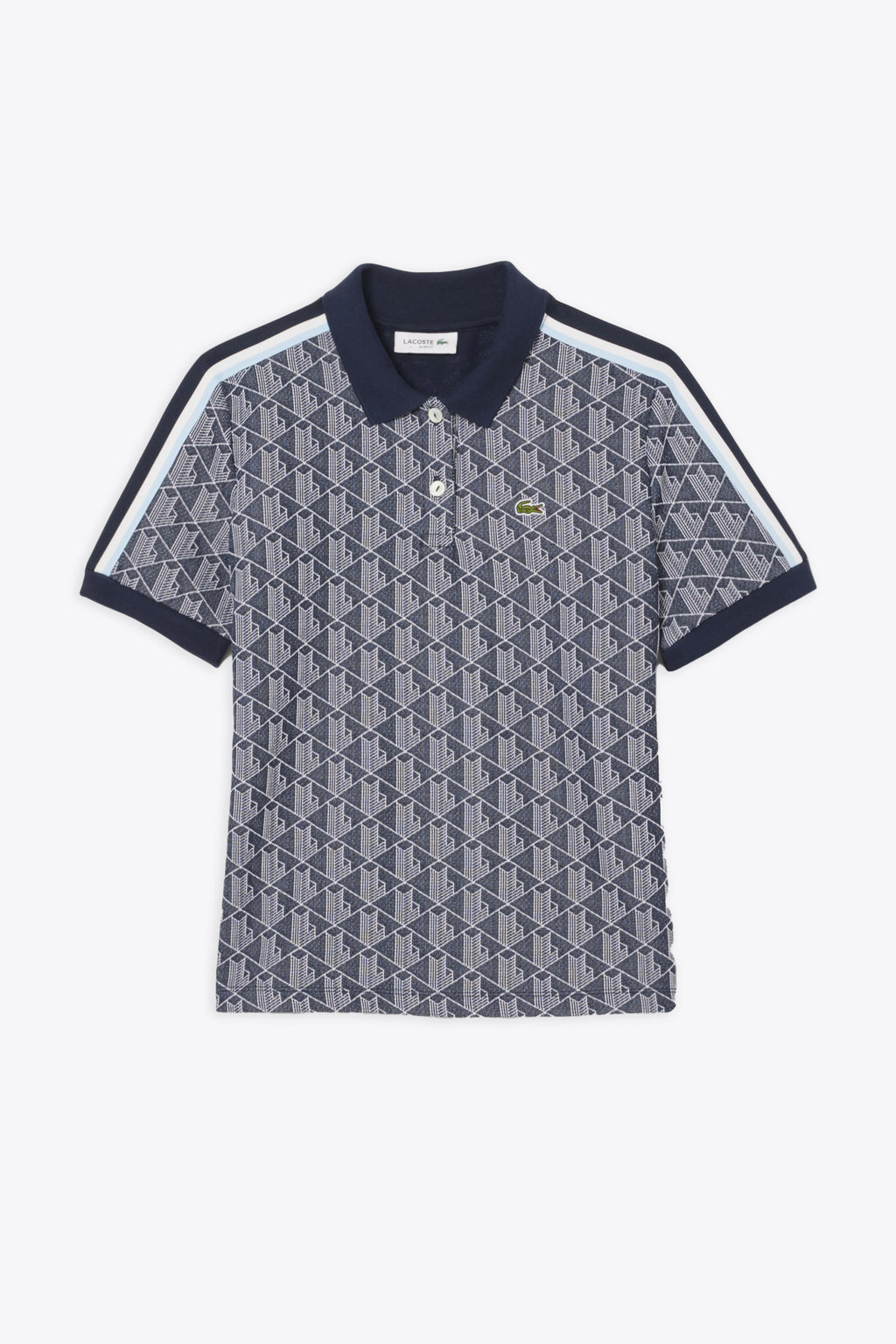 alt-image__Polo-con-motivo-jacquard-blu-e-bianco-con-maniche-corte