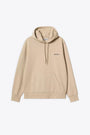 Beige cotton hoodie with drawstring and chest logo - Hooded Script Embroidery Sweat 