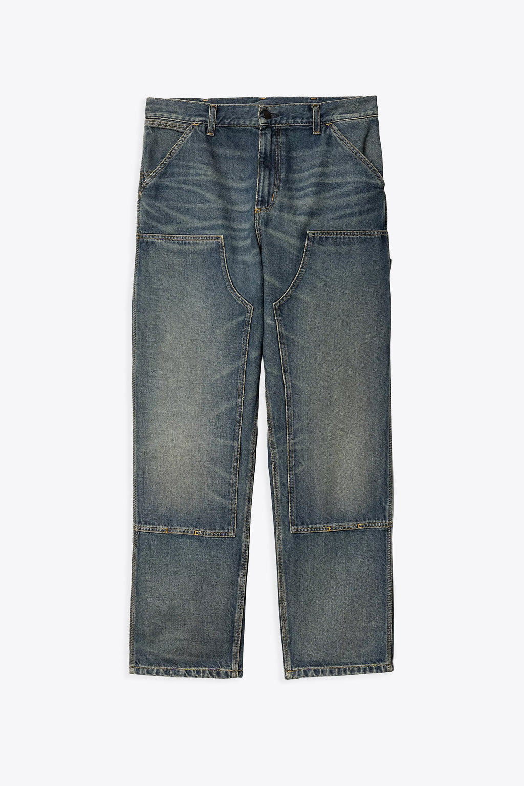 alt-image__Pantalone-workwear-in-denim-blu-medio-sabbiato---Double-Knee-Pant