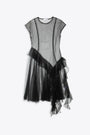 Abito corto in tulle nero con balze - Tulle Overdress with Asymmetric Frills 