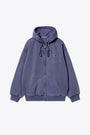 Felpa con cappuccio in cotone lavato viola con zip- Hooded Vista Jacket 