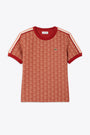 T-shirt in cotone jacquard mattone con motivo monogram 