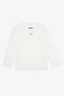 White cotton t-shirt with long sleeves and front logo tag 