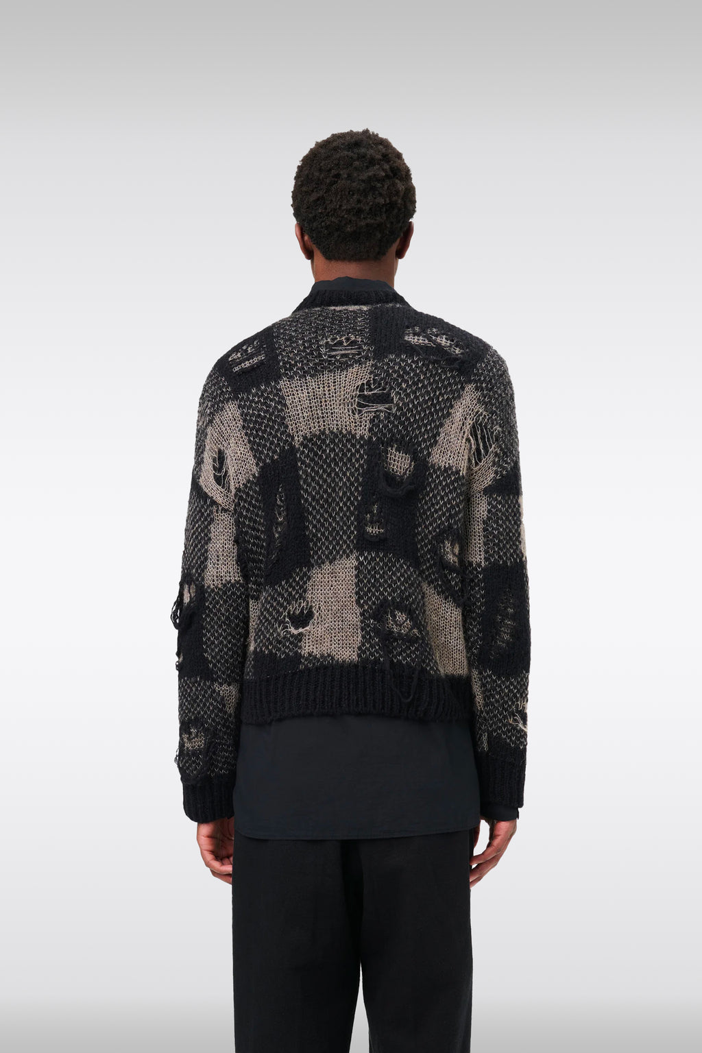 alt-image__Black/grey-check-wool-destroyed-sweater---Sonar-Roundneck