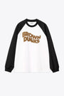 White cotton t-shirt with black raglan long sleeves - L/S Brown Ducks Baseball T-Shirt 