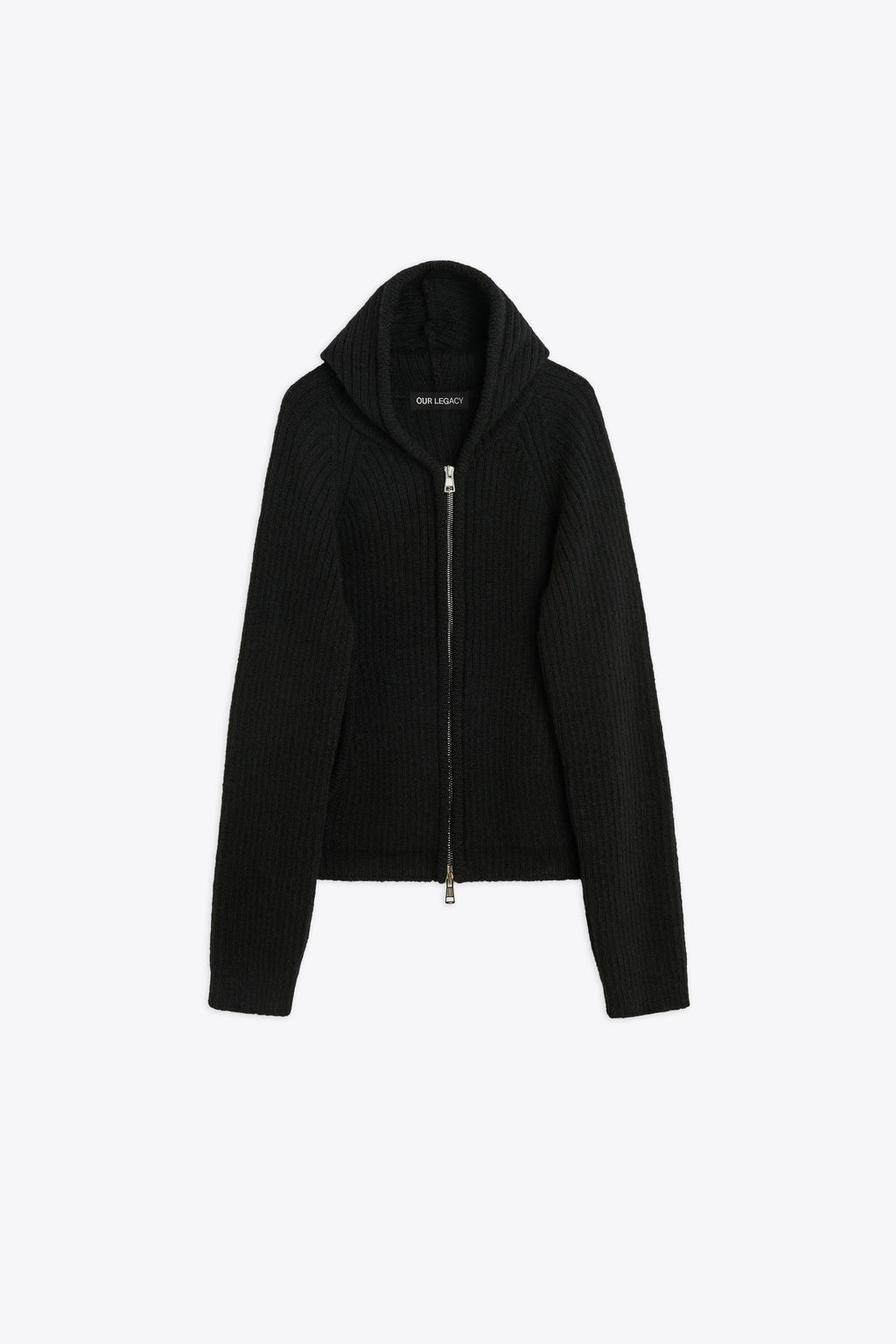 alt-image__Black-rib-knitted-hooded-cardigan-with-zip---Level-Hood