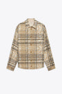 Beige check jacquard overshirt with logo - Check Jqrd Overshirt 